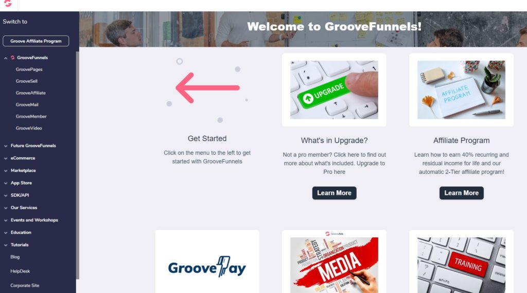 groovefunnels dashboard