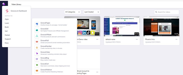 groovevideo dashboard links