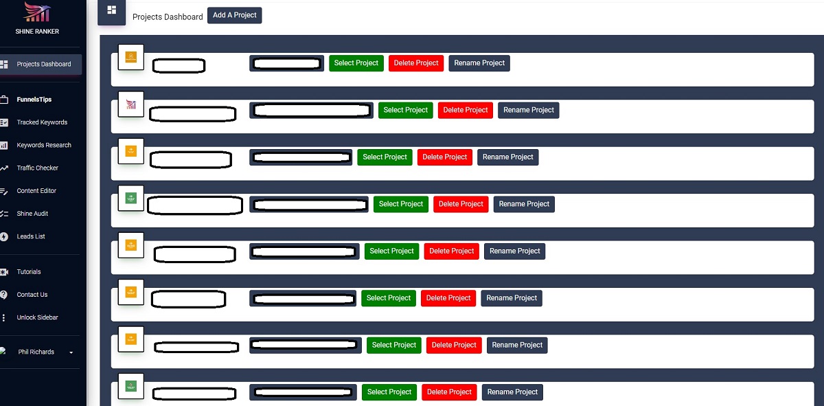 Shine Ranker Project Dashboard image